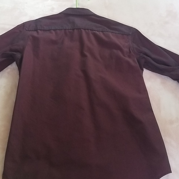 Men's Dark Red Button Down Dress Shirt - Picture 6 of 7